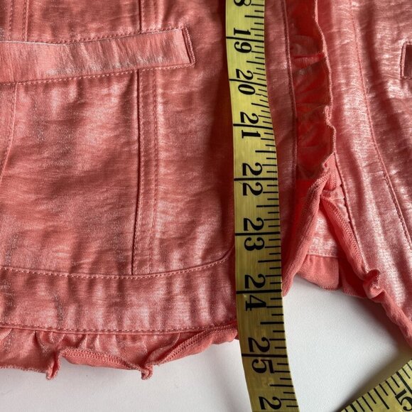 Chico's Ruffle Trim Blazer Jacket Size 8 (1) Pastel Peach 3/4 Sleeve Spring - Picture 12 of 12